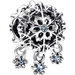 Pandora Icy Snowflake Drop Charm - Silver/Blue