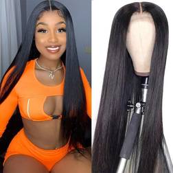 Mengkai 4x4 HD Straight Lace Front Wig 20 inch Natural Black