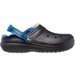 Crocs Kid's Classic Lined Spray Dye Clog - Black/Multi