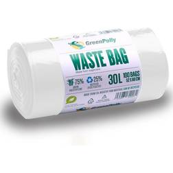 Staples Papperskorgspåse HDPE 30L11my vit 100/RL 30L