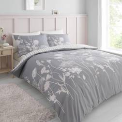 Catherine Lansfield Meadowsweet Floral Duvet Cover Grey, Pink (200x135cm)