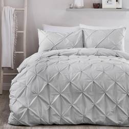 Serene Lara Ruched Care Duvet Cover White, Silver