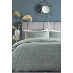 furn. Bee Deco Geometric Duvet Cover Brown, Blue, Green