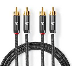 Nedis Premium 2x RCA - Metallgrå