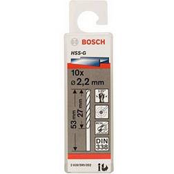 Bosch 2608595052 Din338 HSS-G Metal Drill Bit, 2.2mm x 27mm x 53mm, Silver