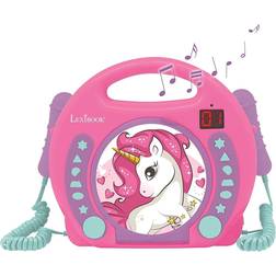 Lexibook Lecteur CD Portable + 2 Microphones Licorne Rose