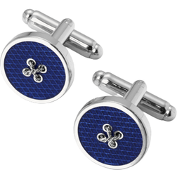 Aspinal of London Button Cufflinks - Silver/Blue