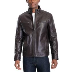 Michael Kors Men's Perforated Faux Leather Moto Jacket - Espresso