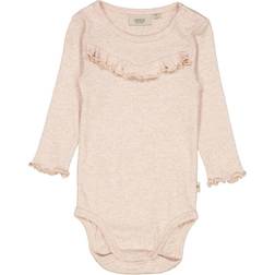 Wheat Rose Melange Rib Ruffle Body