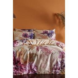 Paoletti 200 Thread Count Saffa Luxury Floral Duvet Cover Beige, Multicolour, Purple