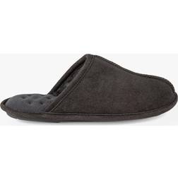 Totes Isotoner Real Suede Mule Faux Fur Slippers - Brown