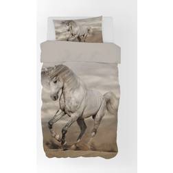 Licens Large White Horse Påslakan Vit, Grå (200x140cm)