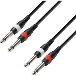 Adam Hall Cable 2 6.3 Jack mono to 2 6.3 Jack mono 3 m - K3 TPP 3m