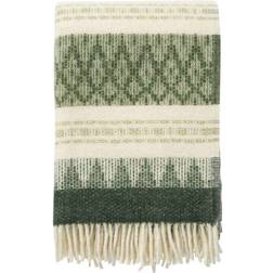 Klippan Yllefabrik Freja Manta Verde, Blanco (200x130cm)