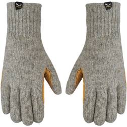 Salewa Walk Wool Leather Gloves - Grey/Tan