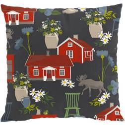 Arvidssons Textil Strövtåg Älg Grå/Röd Kuddöverdrag Grå, Röd