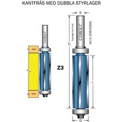 Cobolt 206-016XL Kantfräs med dubbla styrlager