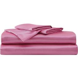 Betsey Johnson Solid Satin Chateau Rose Full Bed Sheet Pink