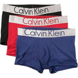 Calvin Klein Steel Cotton Trunks 3-pack - Rustic Red/Black/Soft Grape