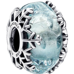 Pandora Winter Snowflake Murano Charm - Silver/Blue