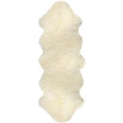 Natural New Zealand 2 ft. Double Sheepskin Runner Natural, White