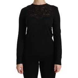 Dolce & Gabbana Silk Lace Crew Neck Long Sleeve Blouse