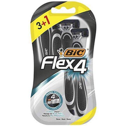 Bic Flex 4 Men'S Razor- Pack of 4 Razors (3 1 Bonus) with Lubricating Strip and Pivoting Head for a Smooth, Precise Shave