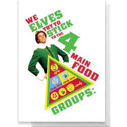 Elf We Elves Try To Stick To The 4 Main Food Groups Greetings Card Standard