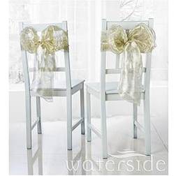 Waterside Pack Of 6 Metallic Organza Christmas Chair Bows &Ndash; Gold