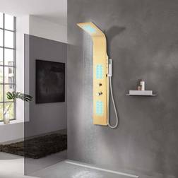 vidaXL Shower Panel 201 Gold Curved Bathtub Shower Unit