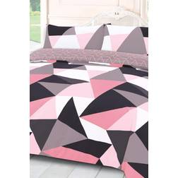 Dreamscene Geometric Print Duvet Cover Green, Grey, White, Black, Yellow, Pink, Blue (200x200cm)