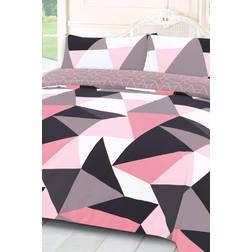 Dreamscene Geometric Print Duvet Cover White, Black, Yellow, Pink, Blue, Green, Grey (200x200cm)