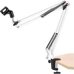 5 Core Microphone Stand Suspension Boom Scissor Arm Upgraded Studio with Holder and Clamp White