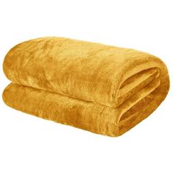 Brentfords Brentfords Ultra Soft Blanket Flannel Fleece Blankets Yellow, Silver (152.4x127cm)