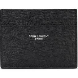Saint Laurent Logo-Print Pebble-Grain Leather Cardholder - Black
