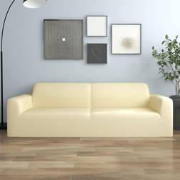 vidaXL Elastisk 3-personers sofabetræk polyesterjersey Sofabetræk Beige, Hvid