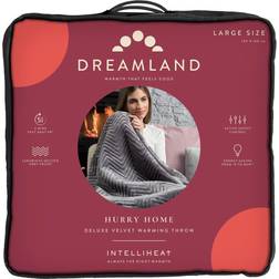 Dreamland Hurry Home Deluxe Velvet Warming Throw Filt Grå (160x120cm)