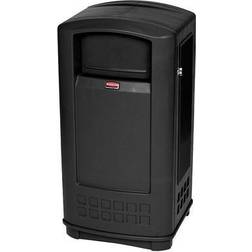 Rubbermaid 35 Gal Rectangle Black Waste Receptacle w/ Top