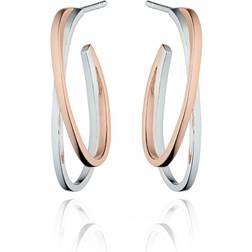 Fiorelli Rose Plated Modernist Double Hoop Earrings E5194