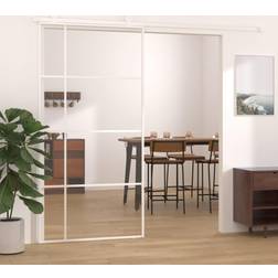 vidaXL Porte de Grange Porte d'Intérieur Système de Porte 102.5x205 cm Blanc Porte Coulissante Verre Clair (x)