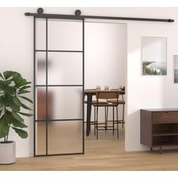 vidaXL Corrediza ESG Vidrio Y Aluminio Negra 76x205 cm Puerta Corredera (x)