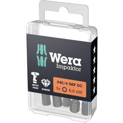 Wera 840/4 IMP DC Impaktor bits, Hex-Plus, 5.0 - 5 stk Bitsskruetrækker