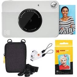 Kodak Printomatic Instant Camera (grå) baspaket ZINK Paper (20 ark) Deluxe-fodral