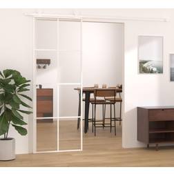 vidaXL Schuifdeur 76 x 205 cm ESG Glas En Aluminium Wit