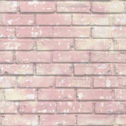 vidaXL Noordwand Urban Friends & Coffee tapet mursten pink og hvid