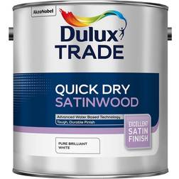 Dulux Trade Quick Dry Satinwood Wood Paint Pure Brilliant White 2.5L