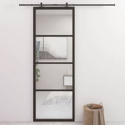 vidaXL ESG Aluminio Y Vidrio ESG Negra 76x205 cm Puerta Corredera (x)