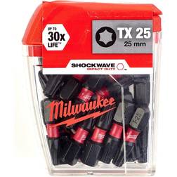 Milwaukee 4932430880 Shockwave Impact Duty Bits TX25 25mm (Pack 25)