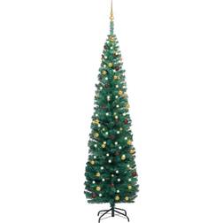 vidaXL Slim Artificial Christmas Tree with LEDs&Ball Set Julgran