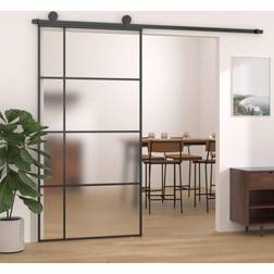 vidaXL Porte de Grange Porte d'Intérieur Système de Porte 102.5x205 cm Noir Porte Coulissante (x)